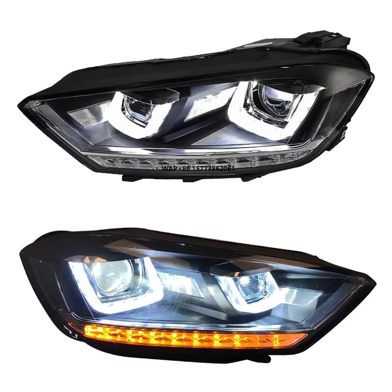2 Pezzi di Nuovi Fari per Golf Sportsvan 2016-2019, Aggiornamento Luci Anteriori, Accessorio Auto, Faro a LED