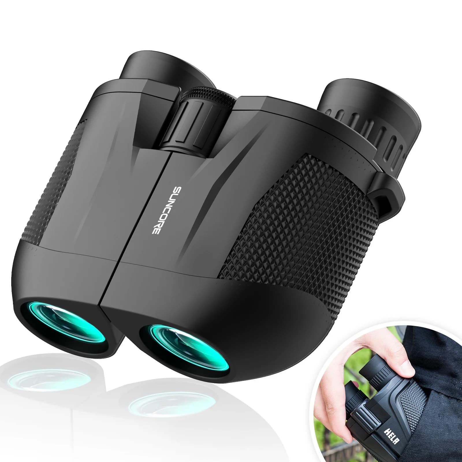 SUNCORE Nuovi Binocoli FMC Coated Raccoon L: 10x25 HD, binocoli portatili e compatti con prisma BAK4.