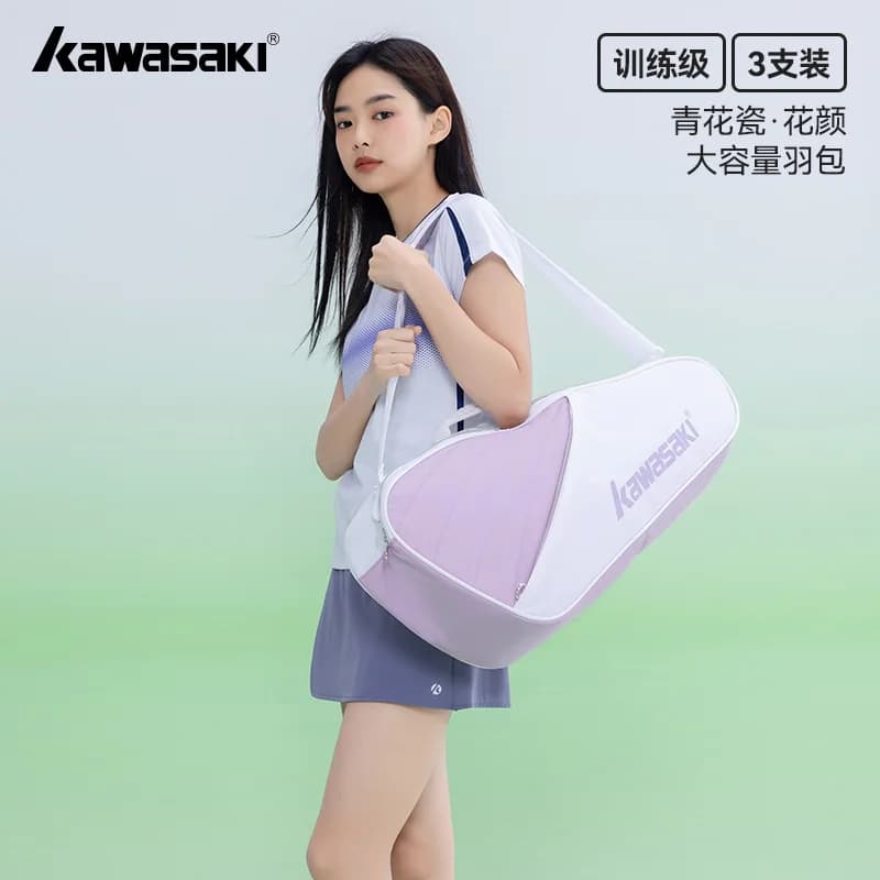 Kawasaki 6 pcs-pack badminton bag tennis bag for women C8367 wear-resistant waterproof racket bag with separate shoe compartment
