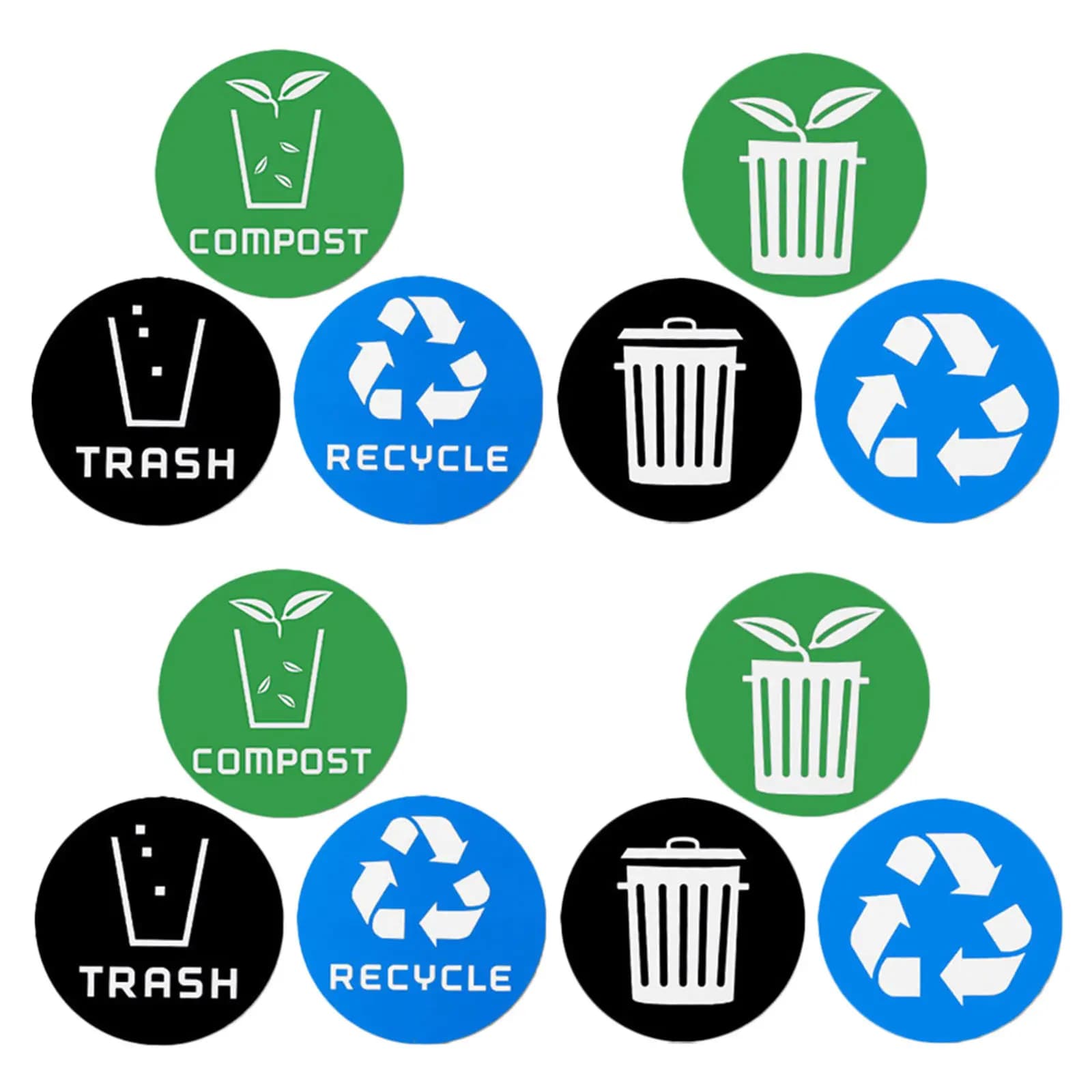 12pcs Garbage Classification Stickers Pvc Waterproof Recycling Bin Labels For Trash Can Waste Sorting Decal Self-Adhesive
