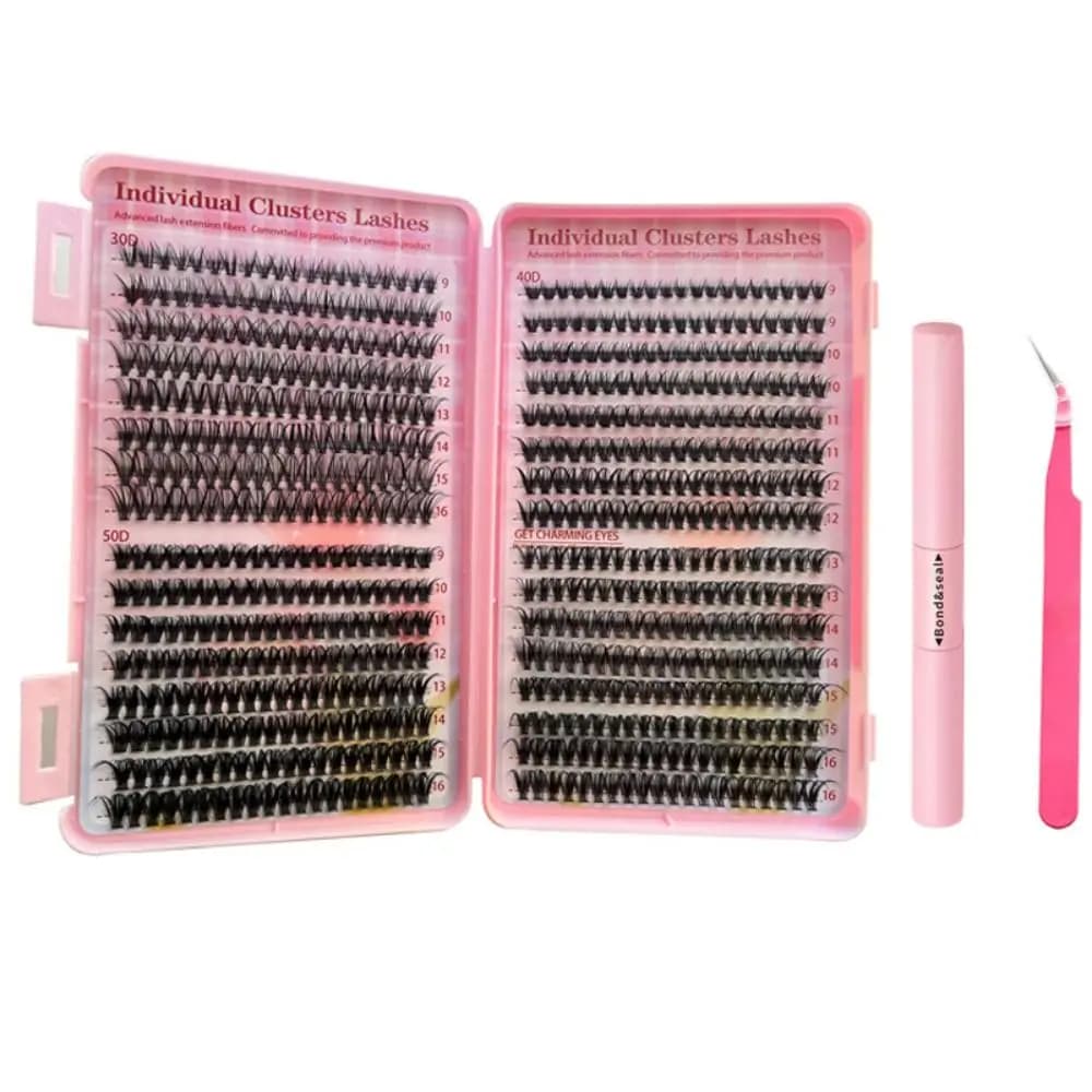 Ciglia Finte 3D Volumizzanti Effetto Naturale Lunghezza 9-16mm, Ciglia Finte in Visone 3D, Ciuffetti Voluminosi, Kit Estensione Ciglia Fai da Te