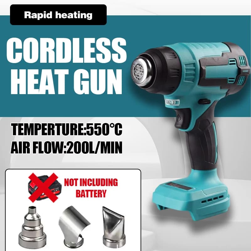 300W Cordless Hot Air Machine 380-400℃ Rechargable Li-Battery Quick Heating Heat Gun for Shrink Wrapping Heat Shrink Tube PVC