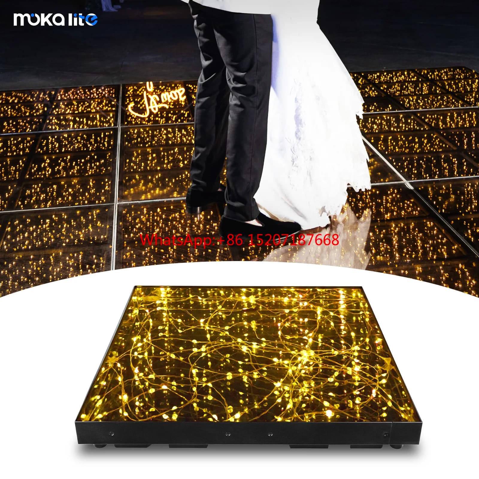 Il LED dorato illuminato magnetico scintillante illumina le piastrelle dei pannelli del pavimento della discoteca della danza Starlit Starlight illuminate in vendita