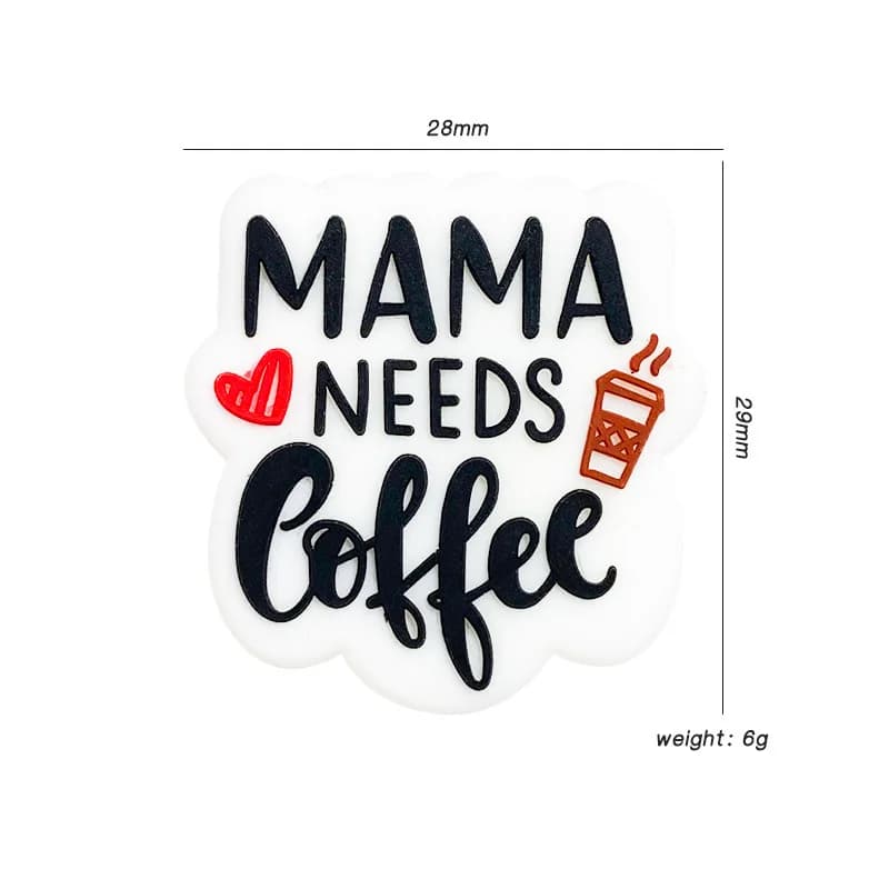 10pcs manufacturer in stock creative silicone letter coffee mom beads baby teether beads diy accessories pacifier chain Jibbitz
