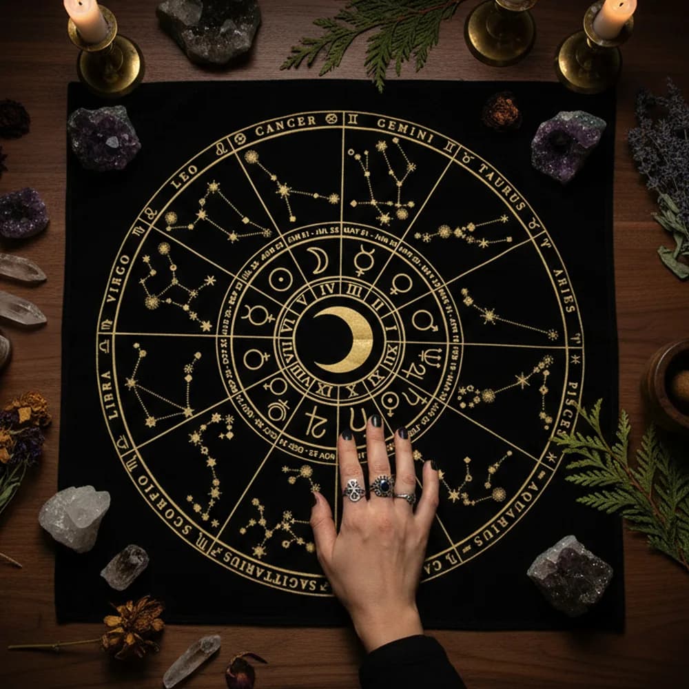 50/75cm Tarot Tablecloth Suede Mat Constellation Divination Altar Cloth Witchcraft Supplies Board Game Astrology Oracle Card Pad