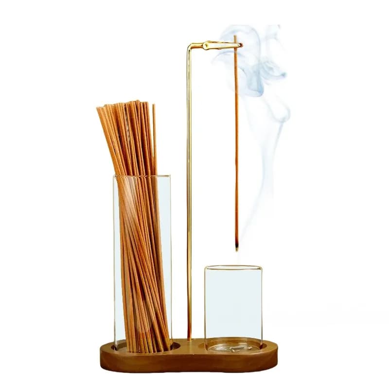 Porta Incenso 2 in 1 per Bastoncini, Bruciatore Anti-Cenere Volante con Raccoglitore di Cenere in Vetro e Organizzatore per Bastoncini, per Meditazione e Yoga