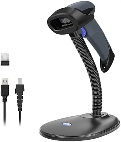 Scanner di Codici a Barre 2D Wireless con Supporto, Lettore Automatico Compatibile con Laptop e Sistemi POS