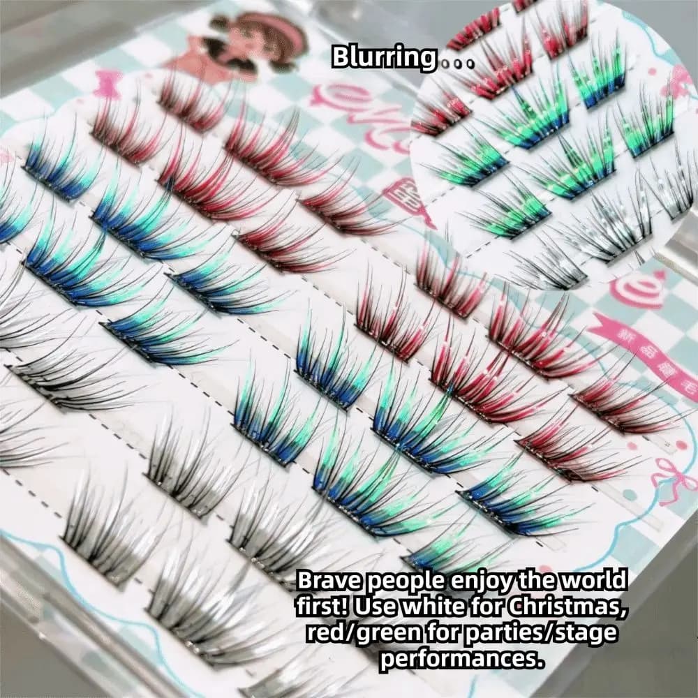 Natural Faux Eyelashes with Color Gradient, Mixed Length 11-13mm, Without Colla, Manga Style, Colored Eyelash Extensions