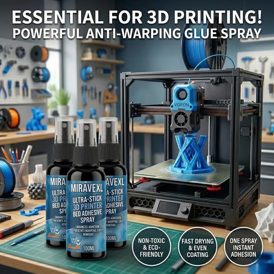 Spray Adesivo Forte per Stampanti 3D da 100ml, Adatto per Filamenti PLA, ABS, PETG, TPU - Riduce l'Allargamento, Migliora l'Adesione al Piano di Stampa