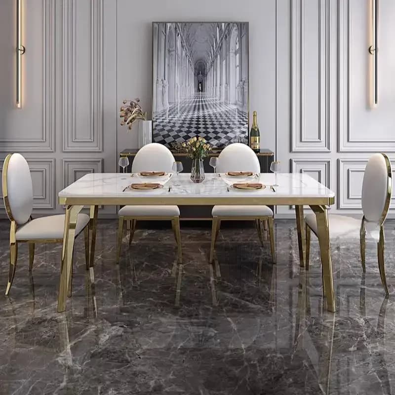 Tavoli da Pranzo con Decorazioni Italiane, Base con Gambe Piccole, Set di Tavoli da Pranzo Moderni Nordici di Lusso, Tavoli Estensibili per Arredamento Casa