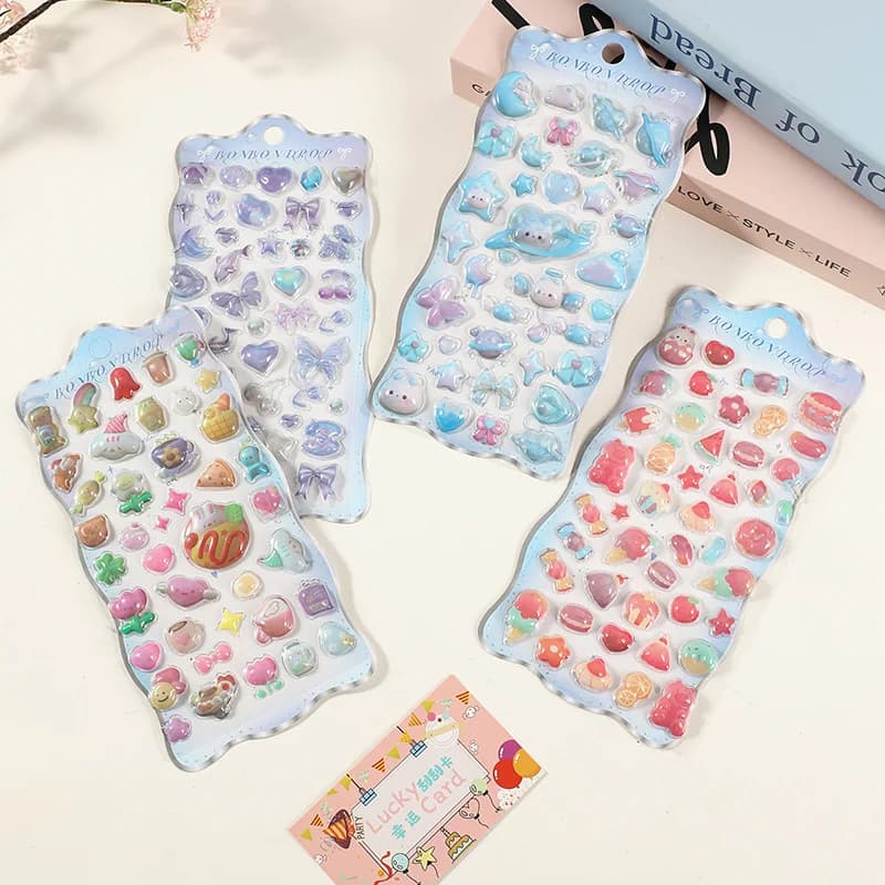 Adesivi Decorativi per Bambini con Rilievo Cartoon, Divertenti Adesivi Cavi con Cristalli Diamantati 3D, Adesivi Carini 3D per Bambini