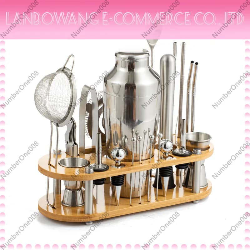 Stainless Steel Cocktail Shaker Set 23 Pieces, Bartender Kit with Tray Base, Bar Tool Set for Home Bar