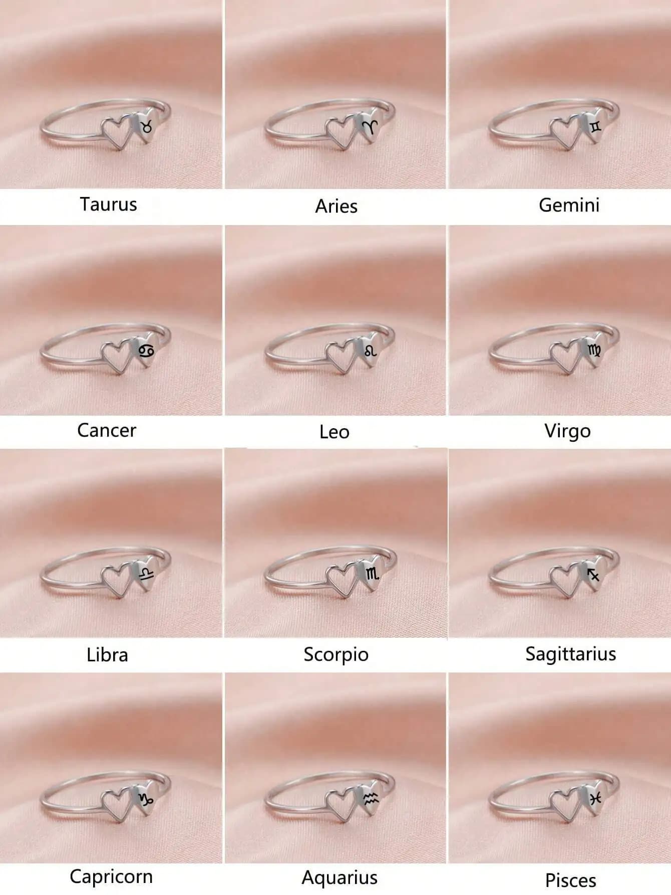 1 anello da donna alla moda in acciaio inossidabile con doppio cuore e dettaglio a lettera, regalo per la fidanzata