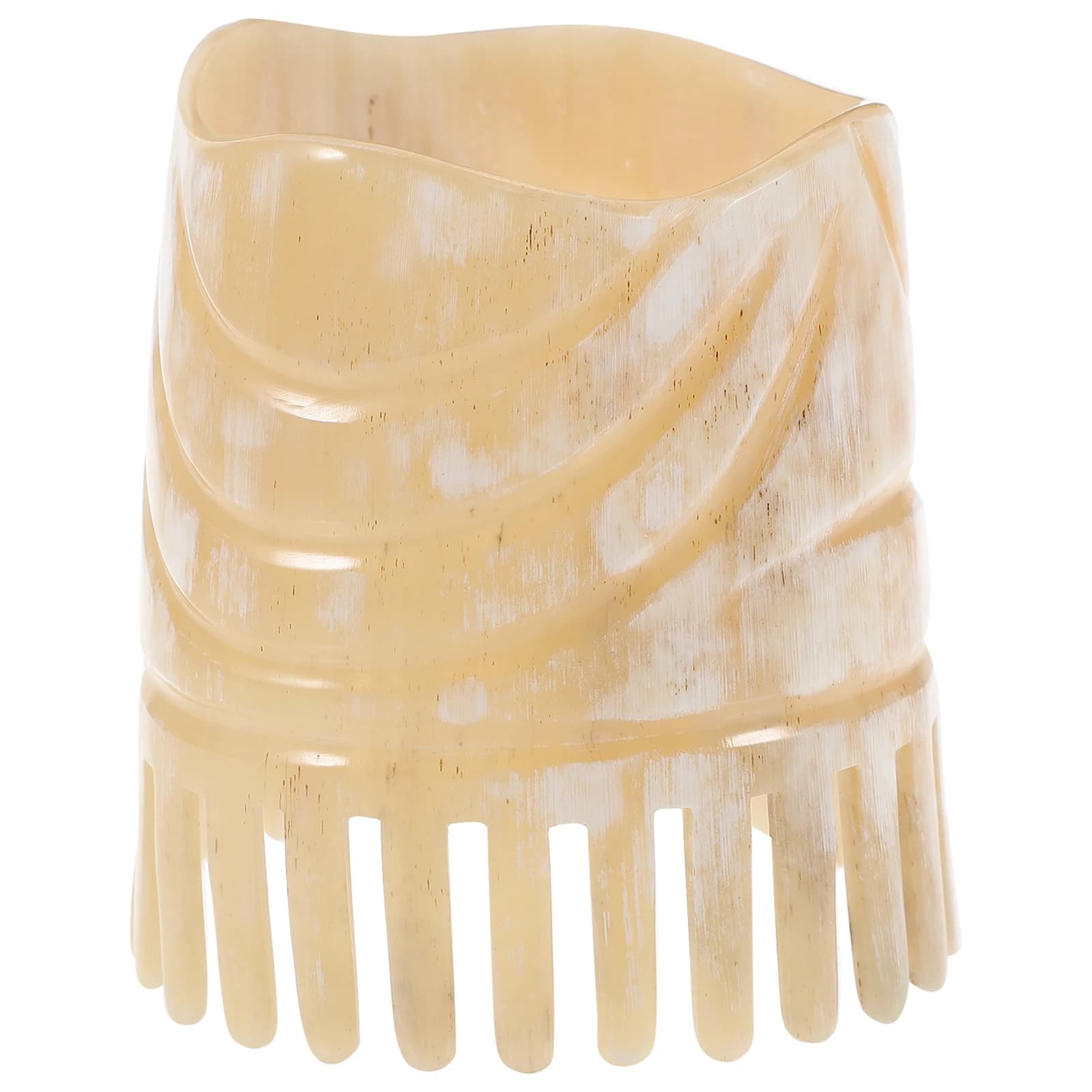 Pettine per capelli in corno di bue naturale pettine portatile antistatico spazzola per cuoio capelluto per capelli perdita di capelli per donna uomo (manico corto) accessori