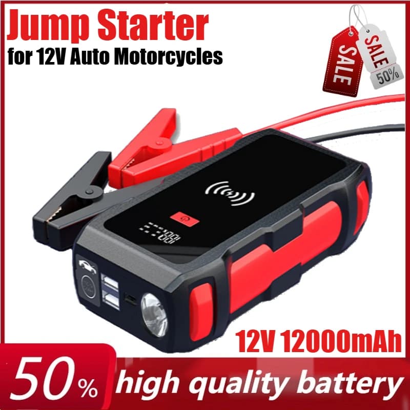 Avviatore di emergenza per auto 12V 12000mAh con pompa gonfiabile Avviatore Booster LED Power Bank portatile per motocicli automatici
