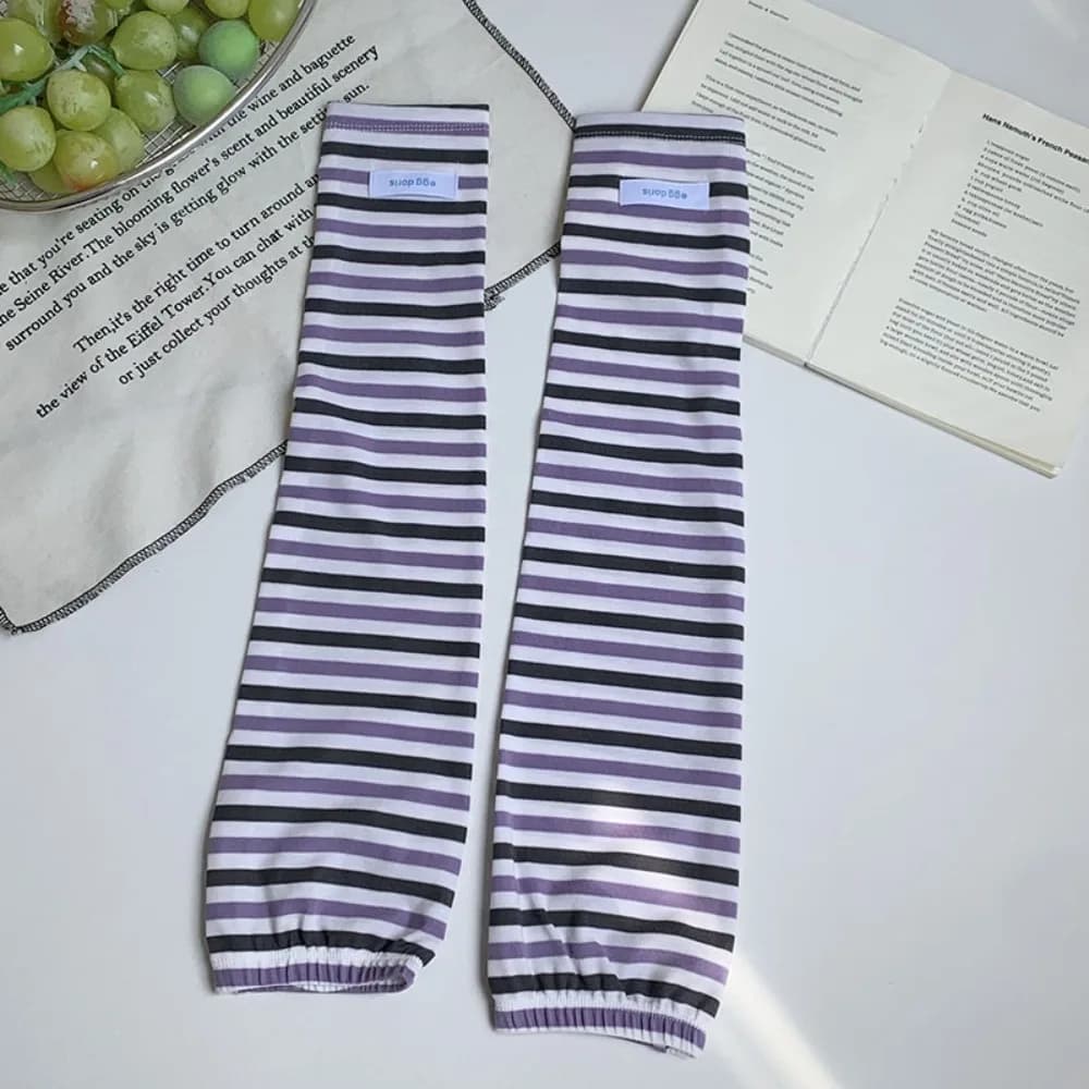 Arm Protection Striped Ice Sleeves Loose Elastic Sunscreen Sleeve UV Insulation Anti-UV Summer Cycling Sleeves Women