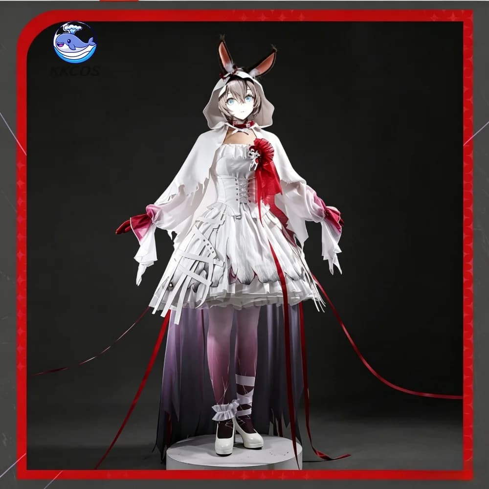 KKCos Arknights Amiya Harper's Bazaar Boundless Collection Cosplay Costume Women White Dress Game Anime Outfit Role Play Party