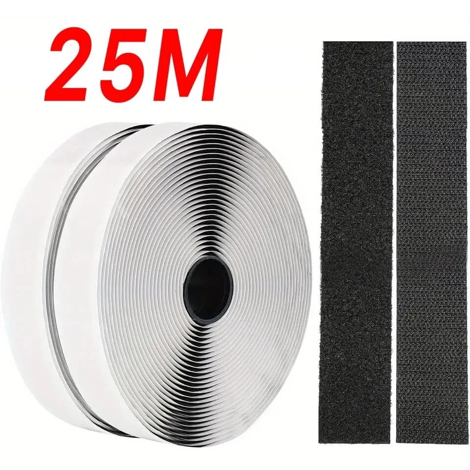 Nastro Adesivo con Ganci e Anelli Ultra Resistente 1-25M, Rotolo di Chiusura Rapida per Esterni, Casa, Fai-da-te, Riparazioni Auto 20-50mm