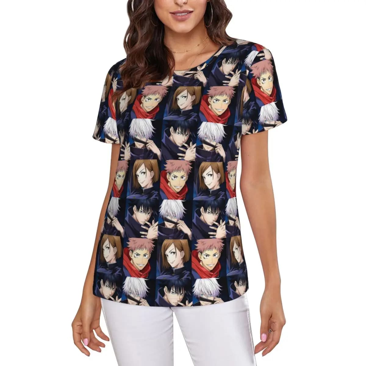 Megumi Besto Friendo Jujutsu Kaisen Sukuna T-shirt anime da donna a maniche corte, girocollo, in cotone, estiva