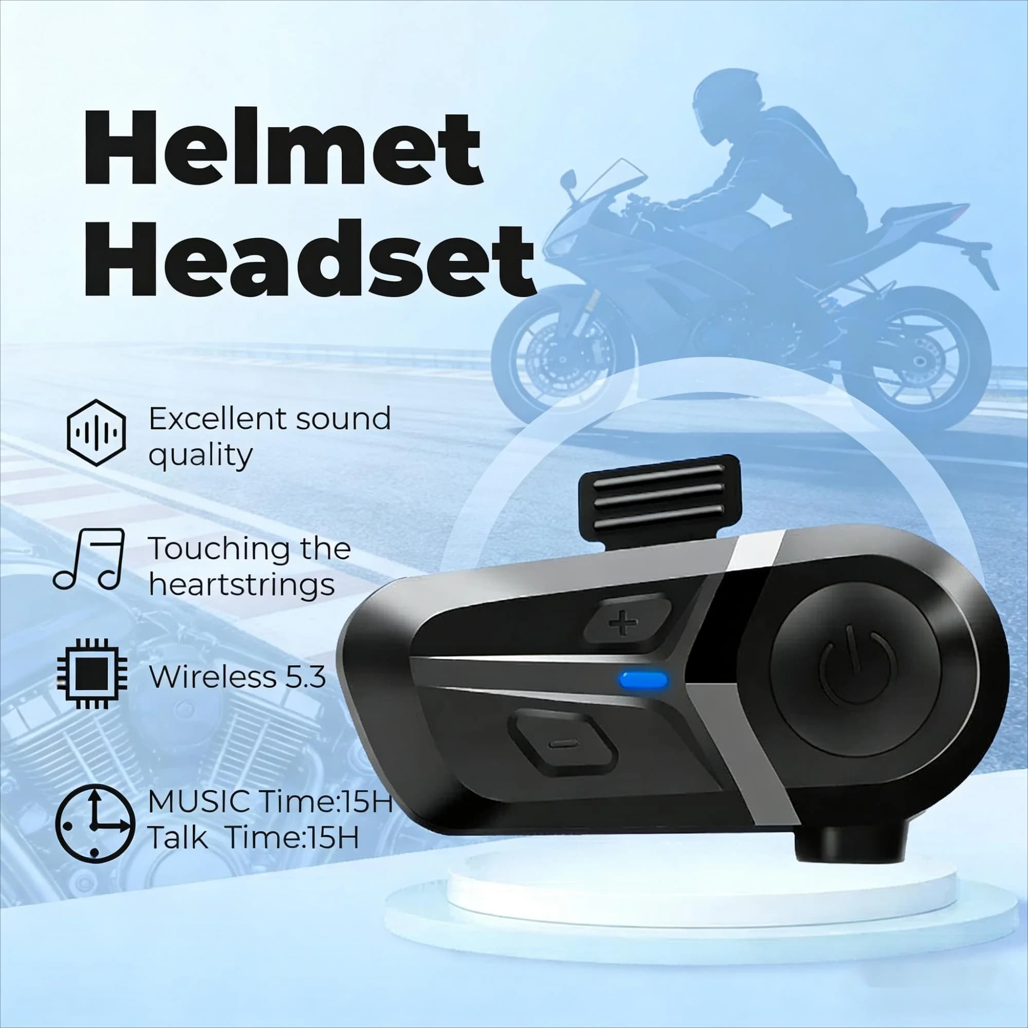 Smartgoor Motorcycle Helmet Headphones Bluetooth 5.3 Wireless Motor Headphones Bicycle Headphones