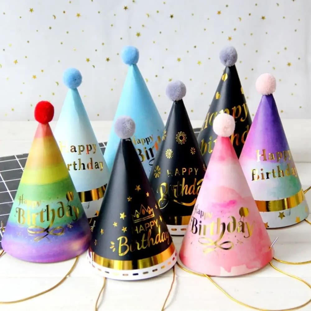 Happy Birthday Party Hats DIY Handmade Cap Crown Baby Shower Decoration Boy Girl Birthday Party Photo Props
