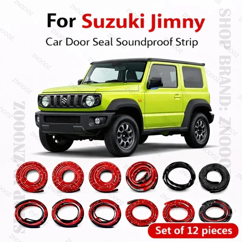 Car Door Seal Strip Rubber Double Layer Soundproof Dustproof Waterproof Door Weatherstrip 12PCS Set For Suzuki Jimny