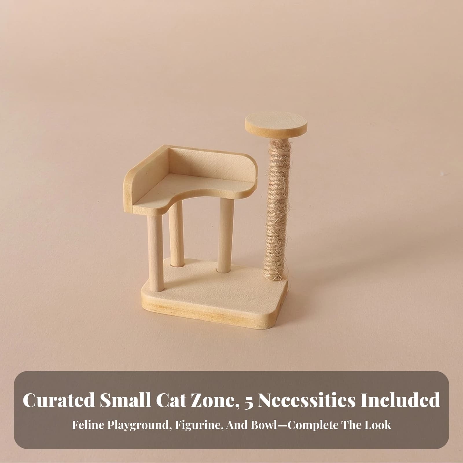Miniature Cat Tree Compact Dollhouse Cat Climbing Frame Miniature Scratching Post Decorative Sturdy for Tabletop Displays
