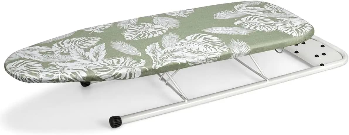 Asse da stiro da tavolo 12x32 pollici con supporto unico per ferro da stiro, imbottitura in feltro spessa, rivestimento resistente al calore