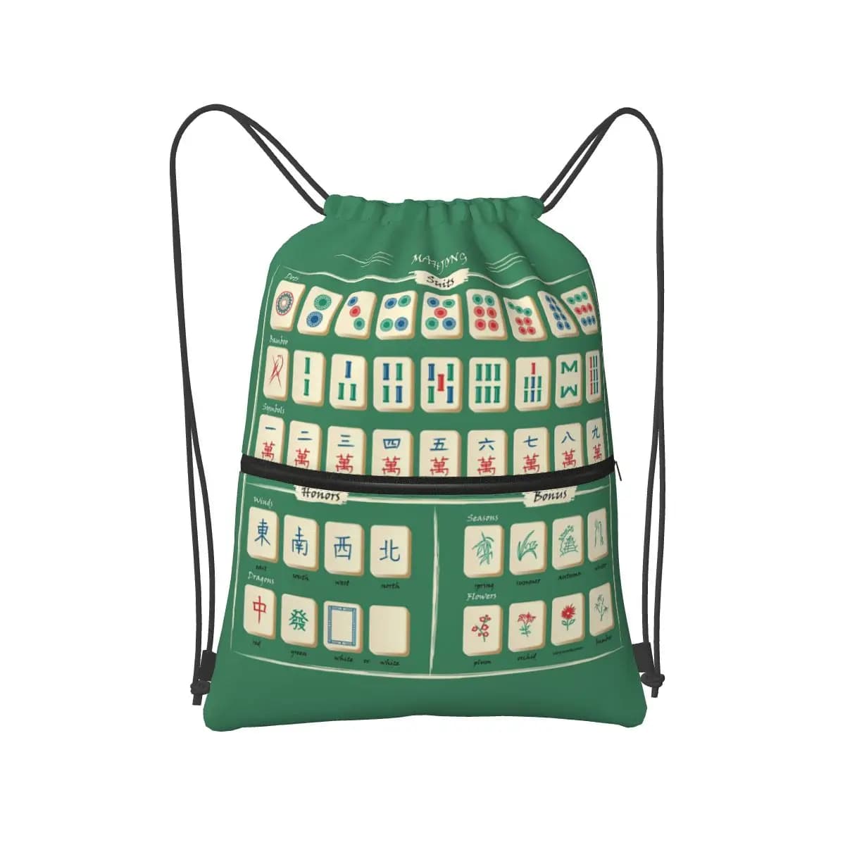Zaini con motivo Mahjong, borse casual con coulisse, sacche porta scarpe, borse porta libri per viaggi e scuola