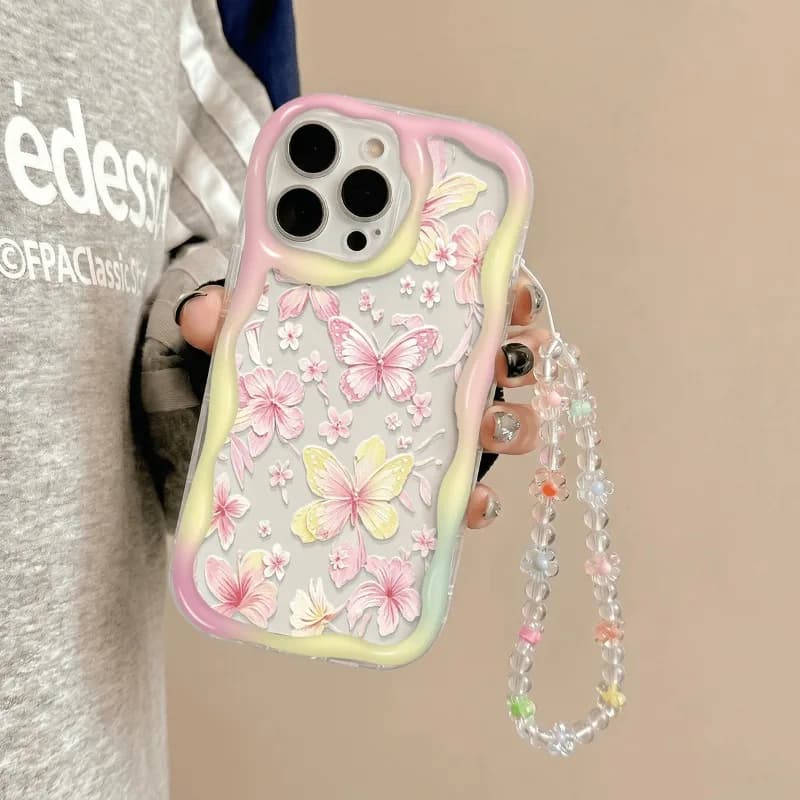 Pink Flower Butterfly Pattern Phone Case For Samsung Galaxy S25 FE S26 S24 S22 S23 Ultra Plus A56 A55 A37 A36 A27 A26 A16 Cover