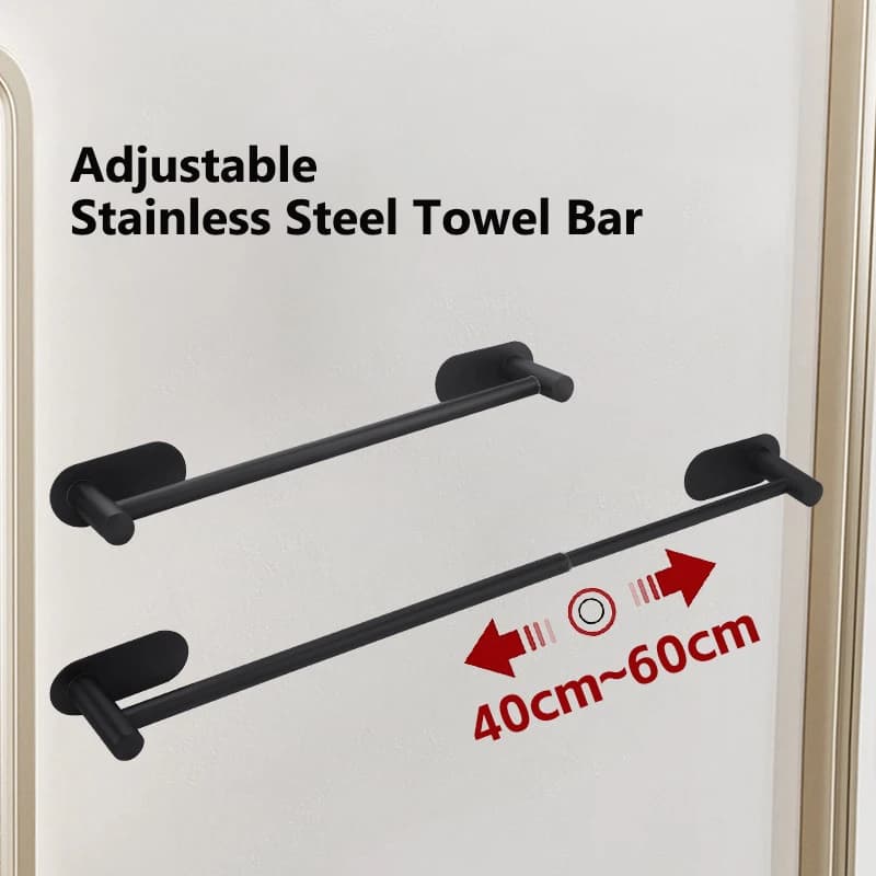 Portasciugamani regolabile da 40 cm a 60 cm Portasciugamani da bagno in acciaio inossidabile SUS304 Portasciugamani da parete