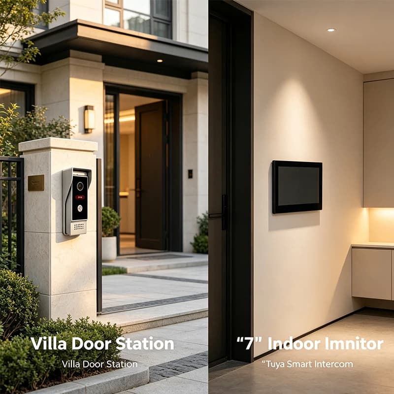 HM1 Tuya 4-Wire 7" Touch Video Intercom 2MP Aluminum Doorbell APP Indoor Dual Unlock Night Vision