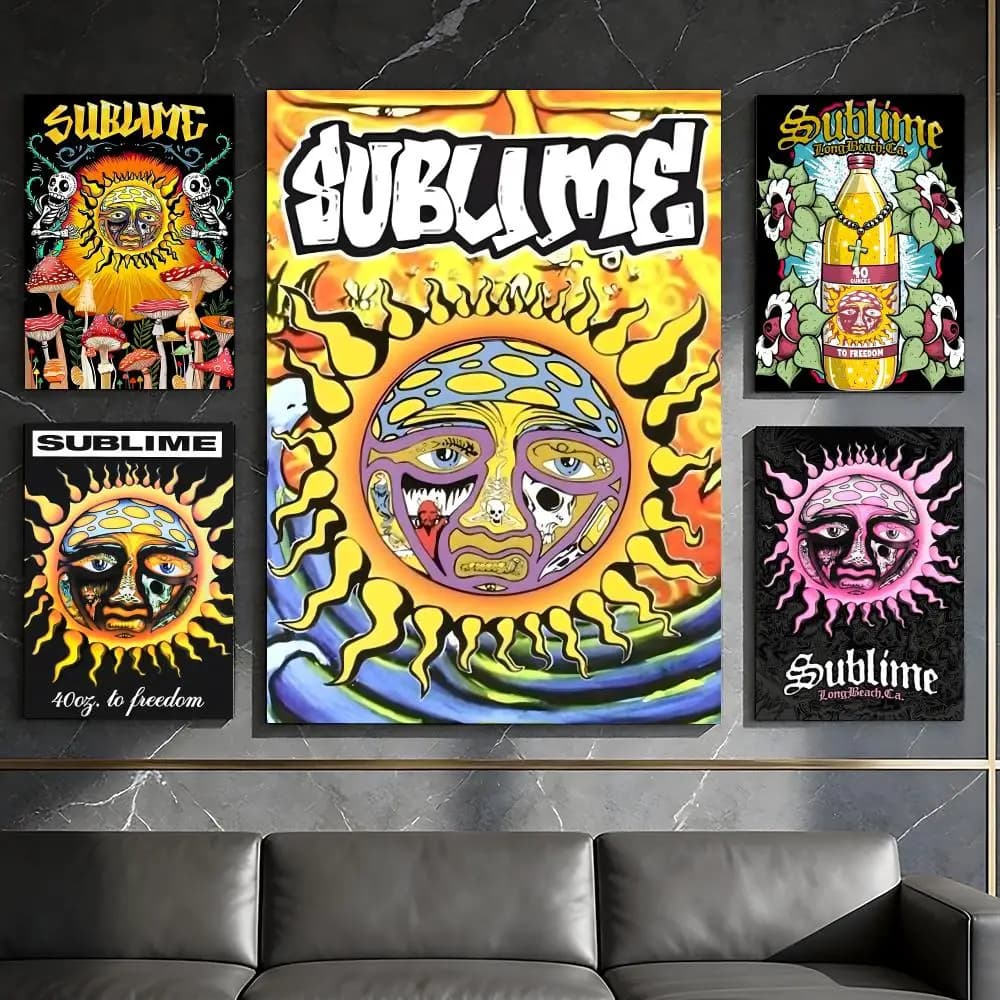 S-Sublime Band Reggae Poster Waterproof Peel & Stick Wall Sticker Self Adhesive Art Decor For Living Room Bedroom