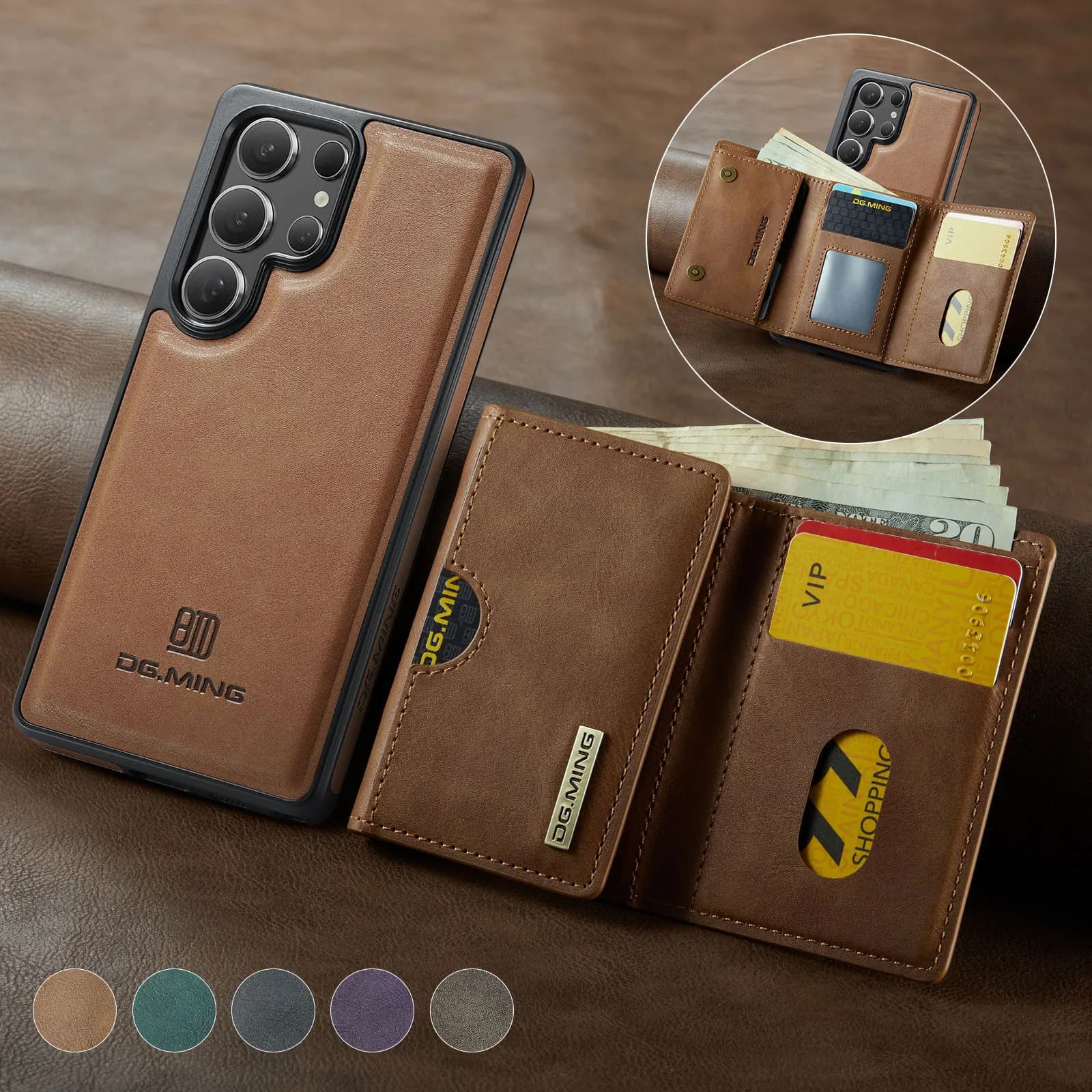 Custodia a Portafoglio Magnetica Rimovibile per Samsung Galaxy S26 S25 Ultra S24 S23 FE S22 Plus con Blocco RFID per Magsafe