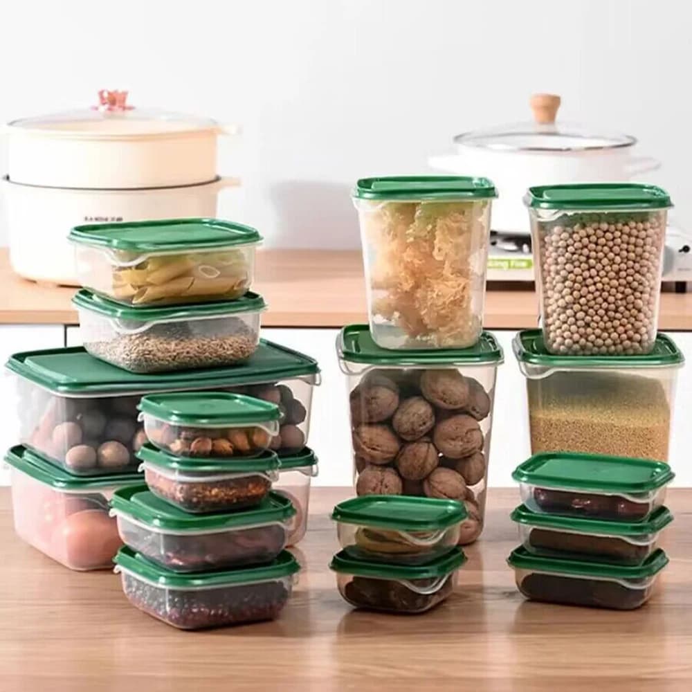 17 contenitori da cucina impilabili con 17 coperchi ermetici - Contenitore per la preparazione dei pasti sicuro per microonde e congelatore per lavastoviglie