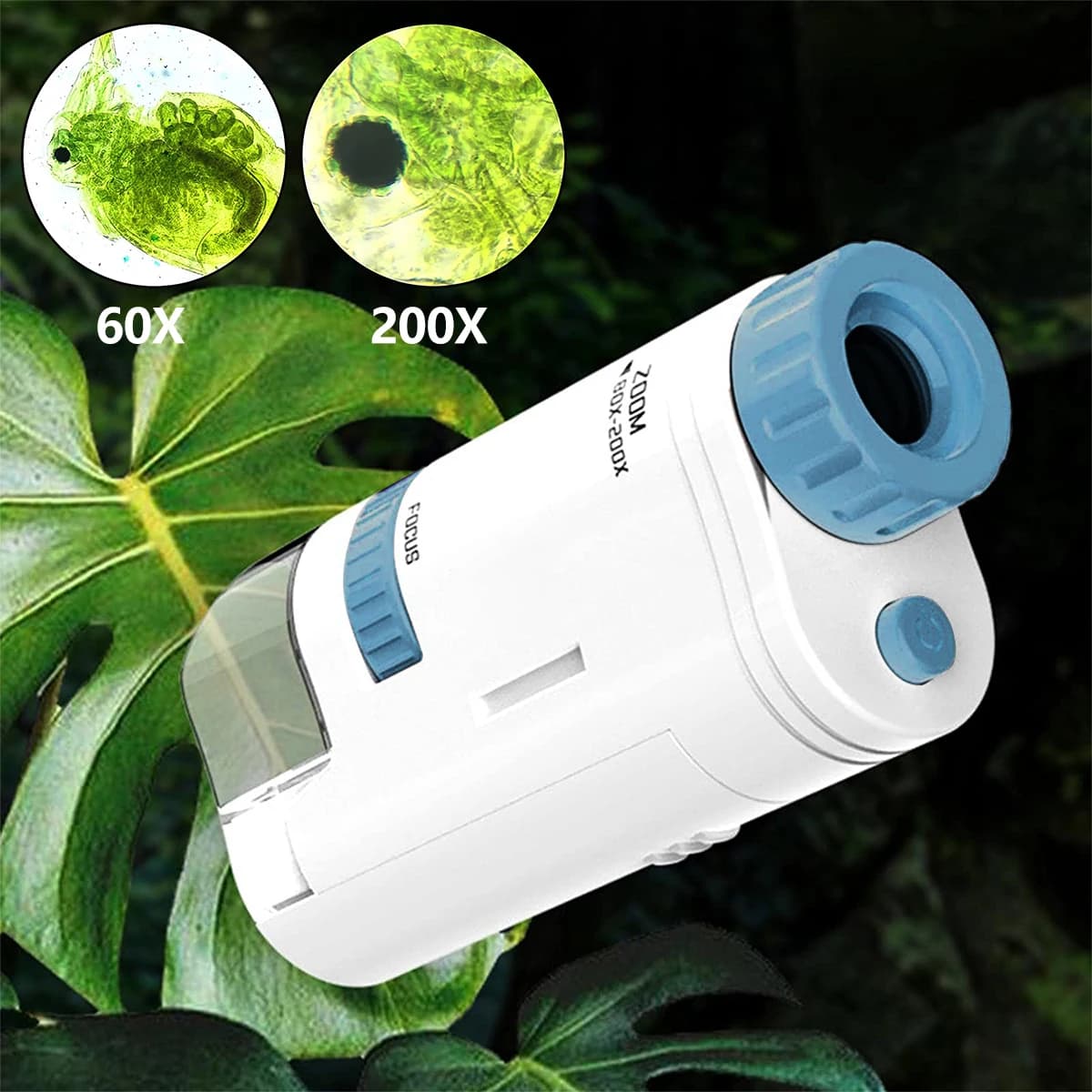 Microscopio tascabile 60-200x Mini microscopio elettrico con luce a LED Microscopio per bambini ad alta definizione per l'apprendimento dell'osservazione