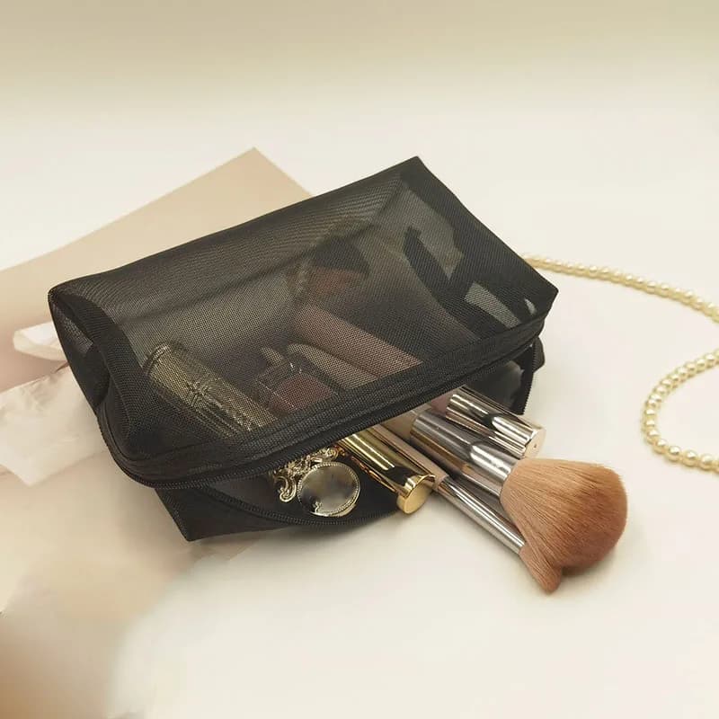 1 pz borse per cosmetici trasparenti in rete piccole grandi borse per trucco da donna nere trasparenti organizer da toilette da viaggio custodia per rossetto