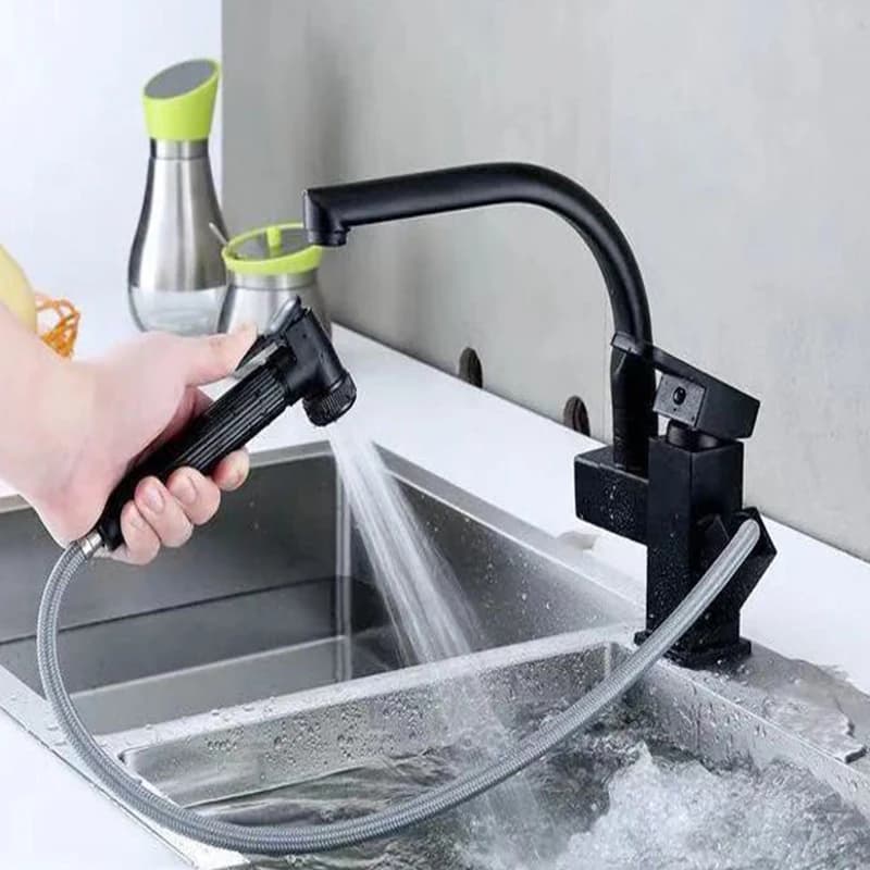 Rubinetto per lavabo Rubinetto da cucina con pistola a spruzzo Rubinetto miscelatore per lavello da cucina estraibile monoforo Rubinetto miscelatore per pistola con testa di spruzzo