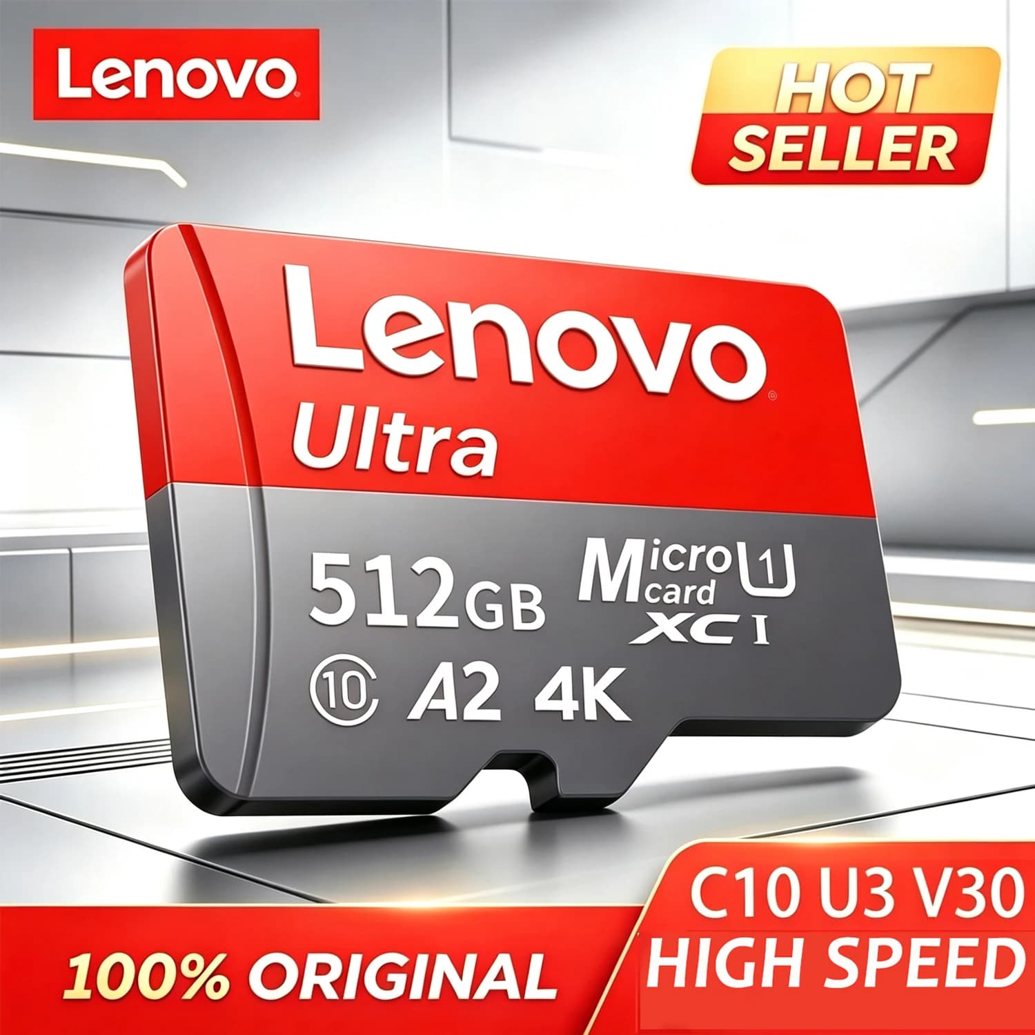 Lenovo 512GB High Speed Micro SD Card V30 U3 Flash Card Memory Card 128GB Class 10 4K Full HD TF Card For GoPro Camera Drone