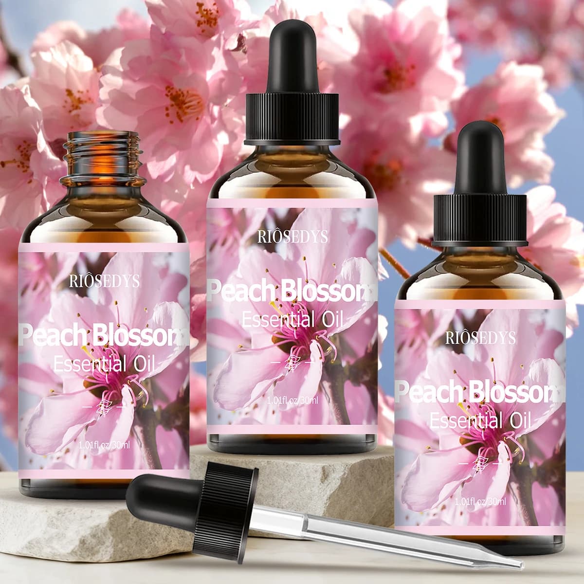 Olio essenziale di fiori di pesco, fragranza naturale, adatto per trattamenti di massaggio corporeo, cura dei capelli e diffusori.