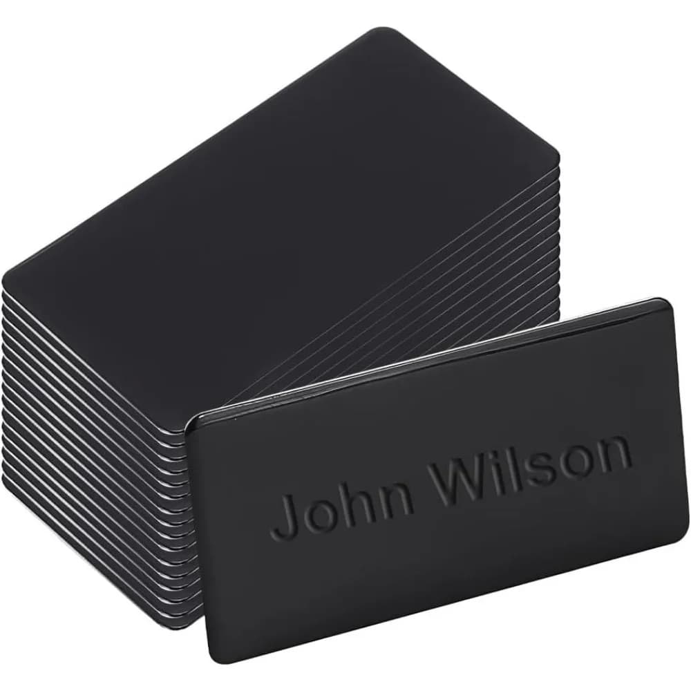 25Pcs Aluminium Laser Engraved Metal Plate 50mm Blank Name Plate with Adhesive Backing Black Rectangle Plate Personalized Blank