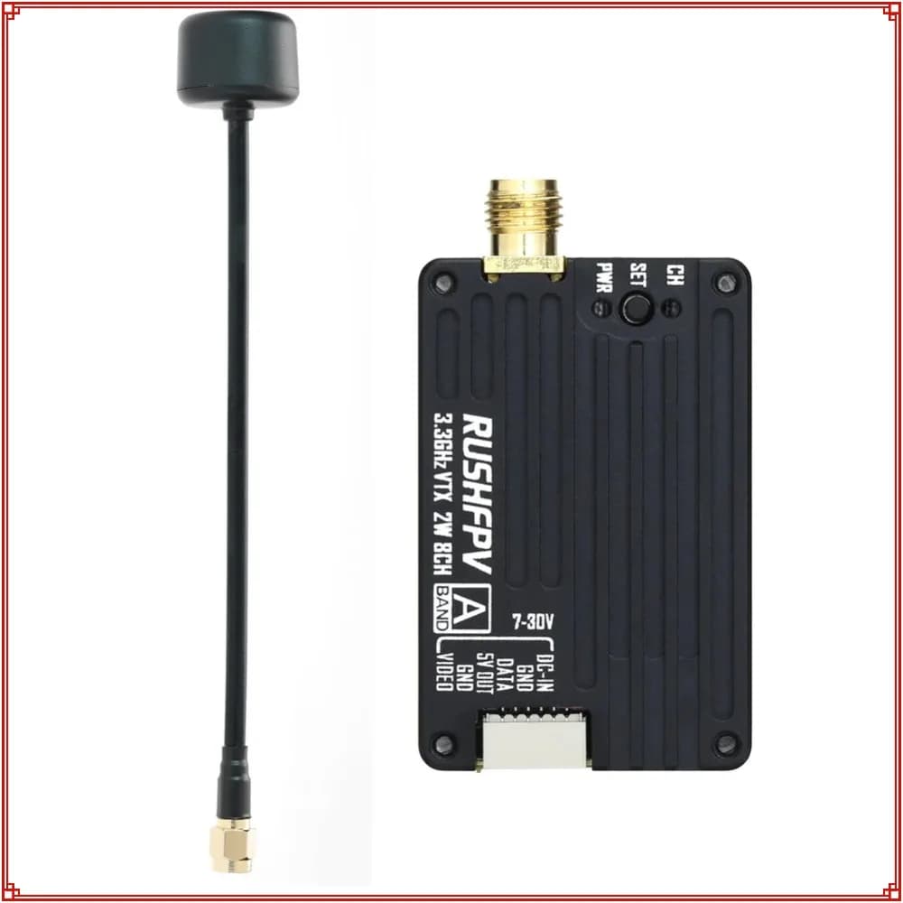 Nuovo Trasmettitore RUSHFPV 3.3G 2W VTX 2026 con Modulo DVR e Antenna per Droni FPV a Lungo Raggio
