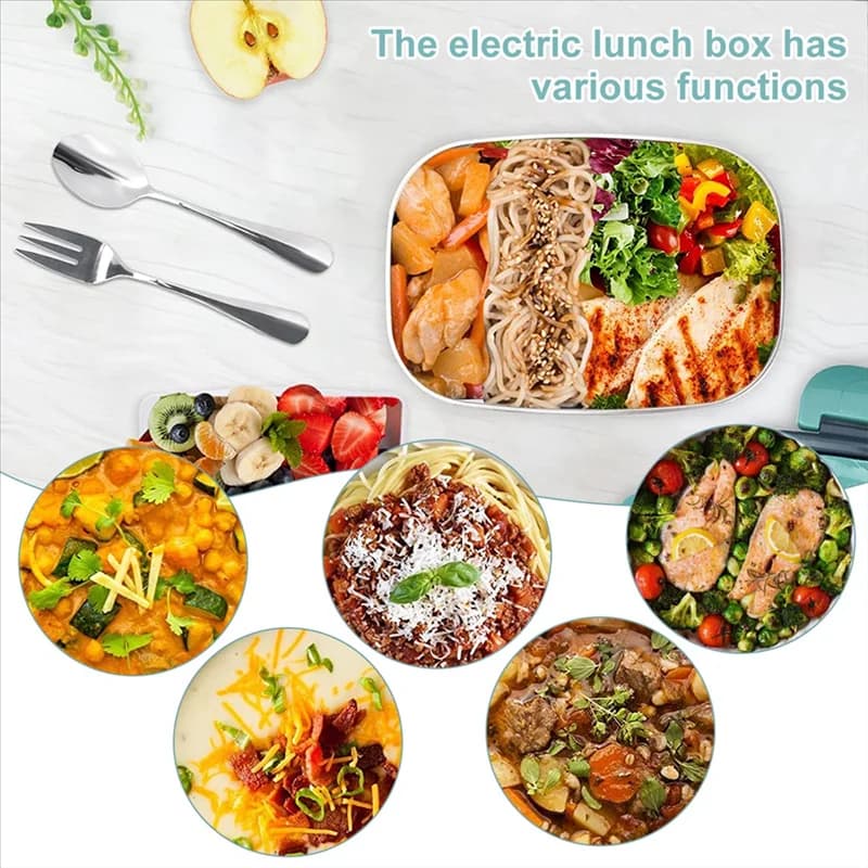 Scatola per il pranzo riscaldante 40W Scaldavivande portatile Scaldavivande per auto per adulti Scatola per il pranzo a riscaldamento rapido con coperchio a prova di perdite Spina americana