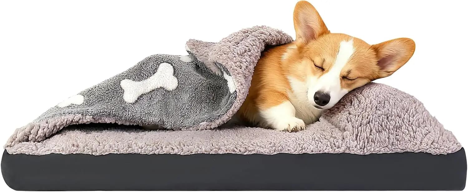 Cuccia per Cani Piccoli con Cuscino e Coperta Integrati, 30''X20'' Rettangolare, Cuccia a Grotta Accogliente con Cappuccio e Rivestimento Rimovibile e Lavabile