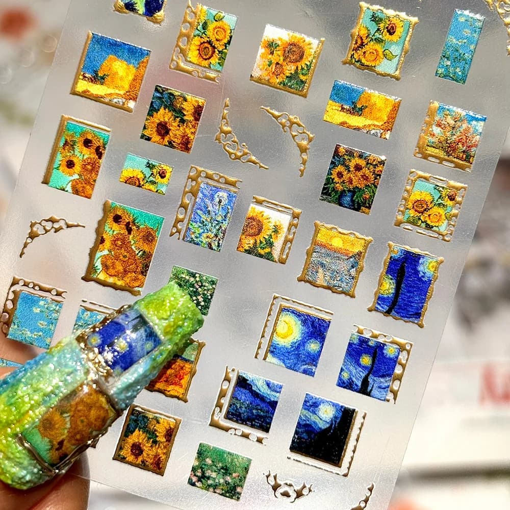1 Foglio di Adesivi per Unghie 5D Effetto Bronzo Girasole, Decalcomanie Floreali di Lusso per Nail Art, Slider per Manicure con Fiori in Rilievo