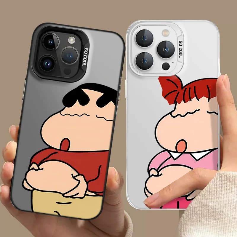 Hot C-Crayon Shin-chans Custodia smerigliata per iPhone 16 E 15 Pro Max 14 Plus 13 12 Mini 11 Pro Max XS X 8 7 SE Cover in silicone acrilico