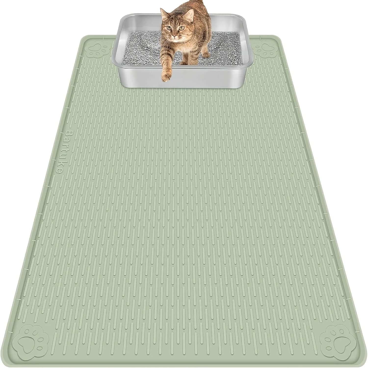 Tappetino per lettiera per gatti in silicone extra large Bartuke, adatto per il controllo dello spargimento, tappetino morbido e delicato sui zampe, facile da pulire per lettiere di grandi dimensioni, adatto per zampe di gattini e per l'igiene