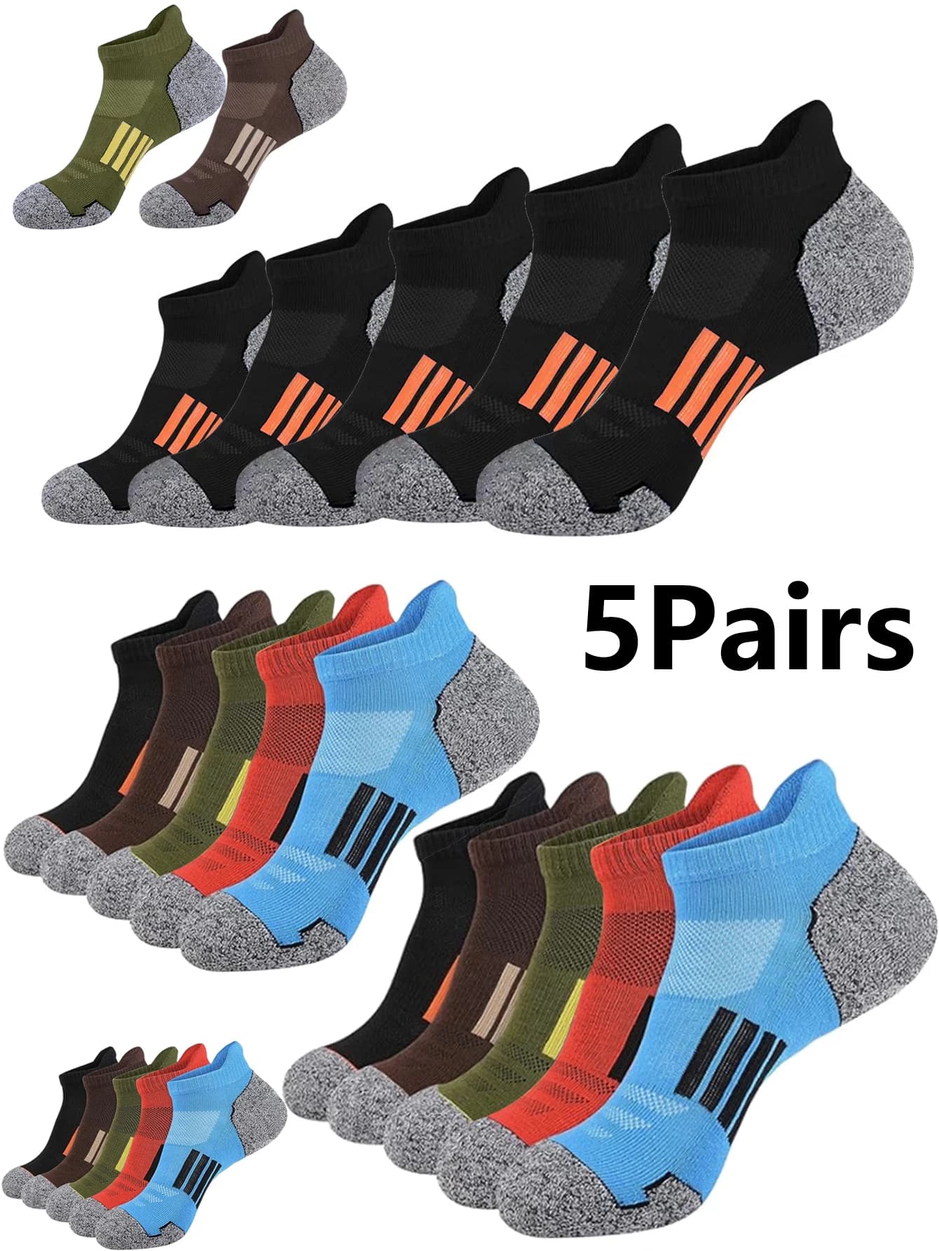 6/12 Pairs Mesh Sweat Absorbing and Breathable Thin Men's Sports Socks Casual Comfortable Non Slip Wear-resistant Men's Socks