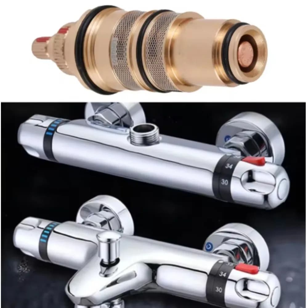 Kit di sostituzione della cartuccia termostatica per doccia in ottone - Riparazione del rubinetto della barra della valvola miscelatrice per il controllo della temperatura dell'acqua del bagno