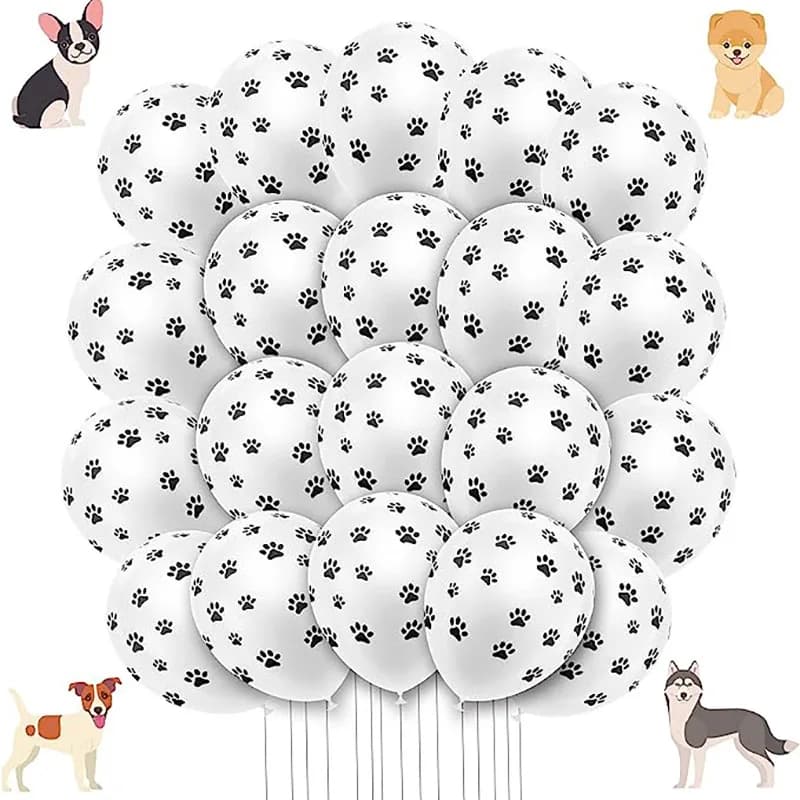 10 pz 12 pollici carino zampe di cane stampa palloncini bianco nero palloncino in lattice regalo di compleanno per bambini baby shower giocattoli per feste decorazioni per feste a casa
